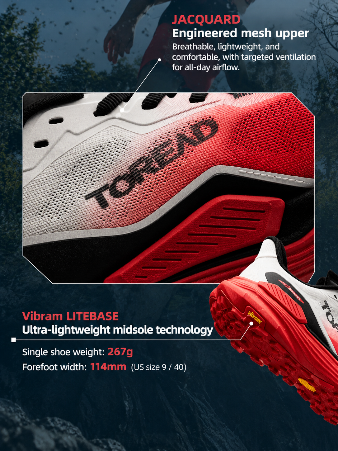 TOREAD Feiyue Pro,  Long Distance Trail Runnging Shoes VIBRAM Outsole