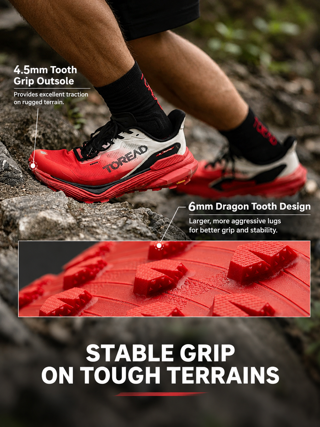 TOREAD Feiyue Pro,  Long Distance Trail Runnging Shoes VIBRAM Outsole